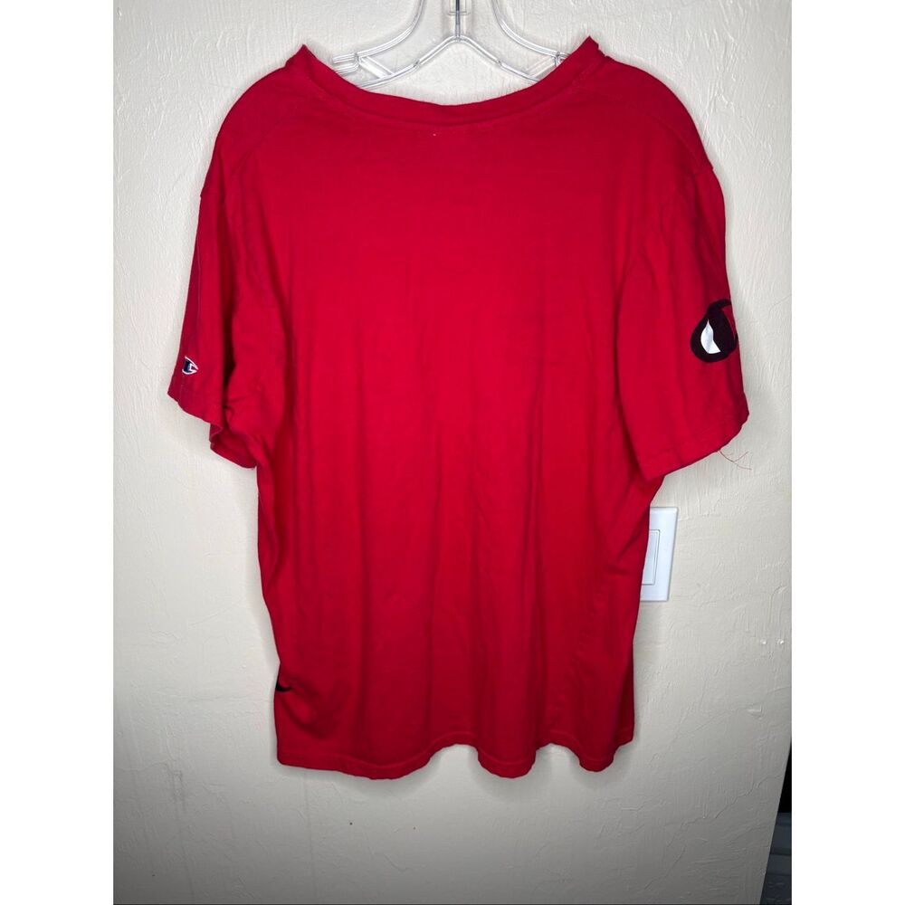 Champion Reverse Weave Red Script Logo T-Shirt Men's Oversized 100% Cotton Short - Picture 9 of 10